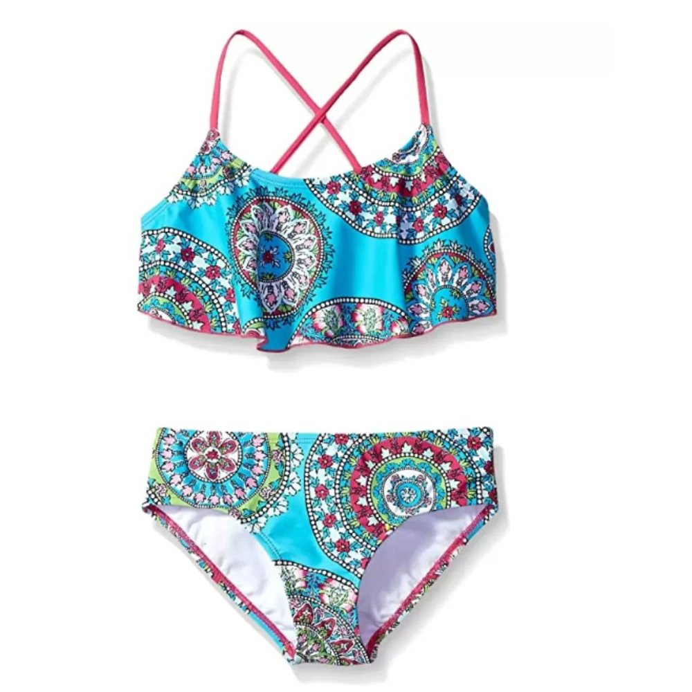Kanu Surf Big Girl  Bikini Beach Sport, Jasmine Aqua, Size 12 9177